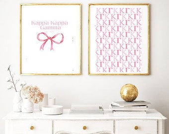 2 Kappa Kappa Gamma Sorority Art Prints, digital download prints, preppy wall decor