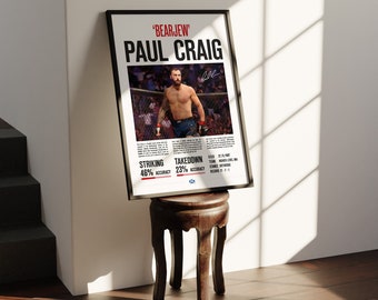 Custom UFC Poster Paul Craig MMA Statistics Signed