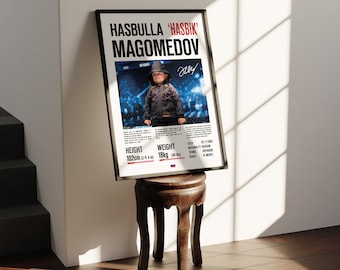 Custom UFC Poster Hasbulla Magomedov MMA Statistics Signed
