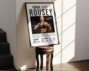 Custom UFC Poster Ronda Rousey MMA Statistics Signed