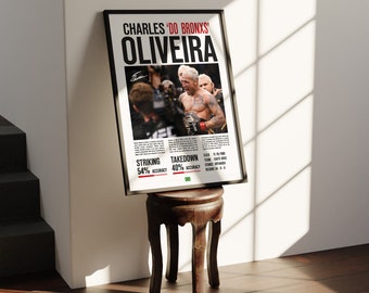Custom UFC Poster Charles Oliveira MMA Statistics Signed