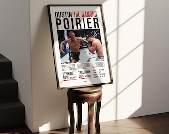 Custom UFC Poster Dustin 'The Diamond' Poirier MMA Statistics Signed