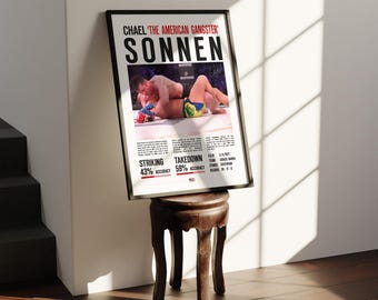 Custom UFC Poster Chael 'The American Gangster' Sonnen MMA Statistics Signed | UFC Fighter