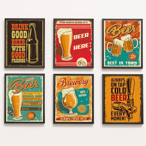 Beer Wall Art Poster | Mug of Beer Print | Bar Wall Decor | Vintage Wall Art | Beverage Wall Art | Beer Poster Art