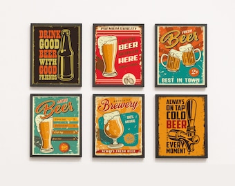 Beer Wall Art Poster | Mug of Beer Print | Bar Wall Decor | Vintage Wall Art | Beverage Wall Art | Beer Poster Art