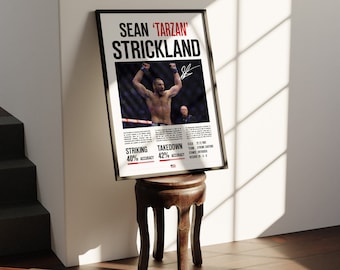 Custom UFC Poster Sean Strickland MMA Statistics Signed