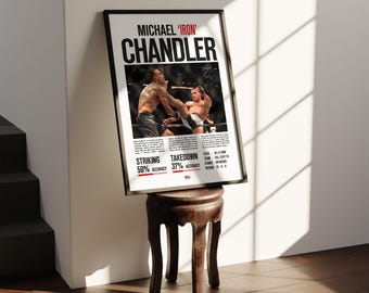 Custom UFC Poster Michael 'Iron' Chandler MMA Statistics Signed | UFC Fighter