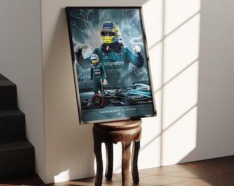 Fernando Alonso  |  Formula 1 Poster  |  Aston Martin  |  Ultra High Quality Print