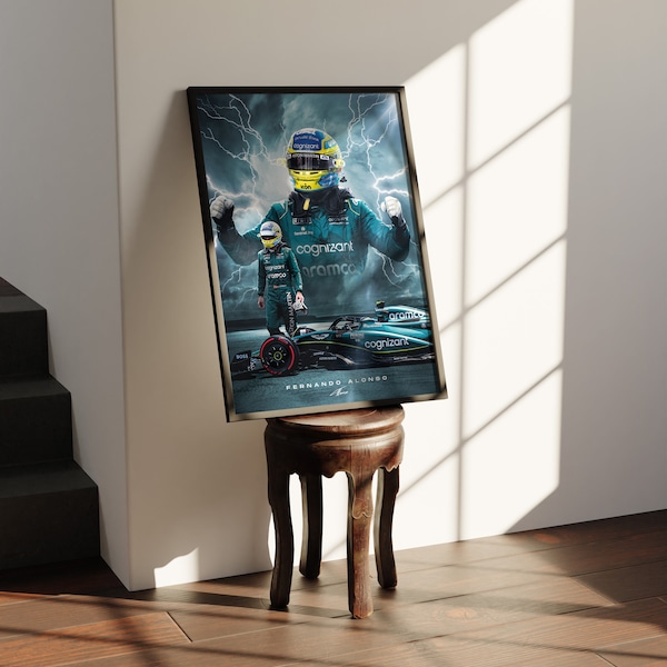 Fernando Alonso  |  Formula 1 Poster  |  Aston Martin  |  Ultra High Quality Print