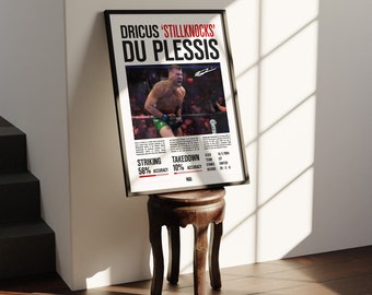 Custom UFC Poster Dricus Du Plessis MMA Statistics Signed