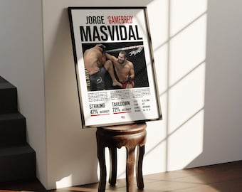 Custom UFC Poster Jorge Masvidal MMA Statistics Signed