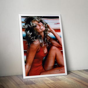 Vintage Farrah Fawcette Poster | Farrah Fawcette SwimSuit Poster | Fine Wall Art Photography | Fashion Print | Ultra High Resolution Posters
