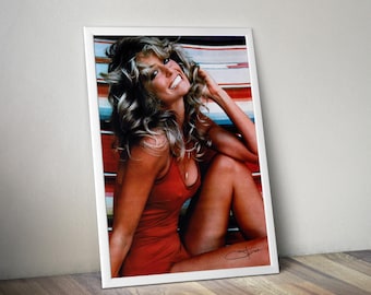 Vintage Farrah Fawcette Poster | Farrah Fawcette SwimSuit Poster | Fine Wall Art Photography | Fashion Print | Ultra High Resolution Posters