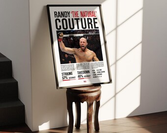 Custom UFC Poster Randy 'The Natural' Couture MMA Statistics Signed | UFC Fighter