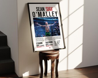 Aangepaste UFC-poster Sean O'Malley MMA-statistieken ondertekend | Ultrahoge kwaliteit poster