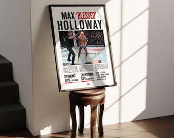 Custom UFC Poster Max Holloway MMA Statistics Signed | Ultra High Quality Poster