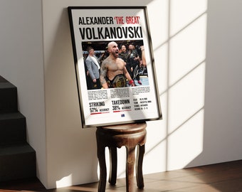 Custom UFC Poster Alex Volkanovski MMA Statistics Signed