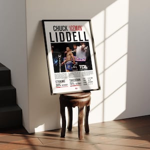 Póster personalizado de la UFC firmado por Chuck 'Iceman' Liddell Estadísticas de MMA / Luchador de la UFC