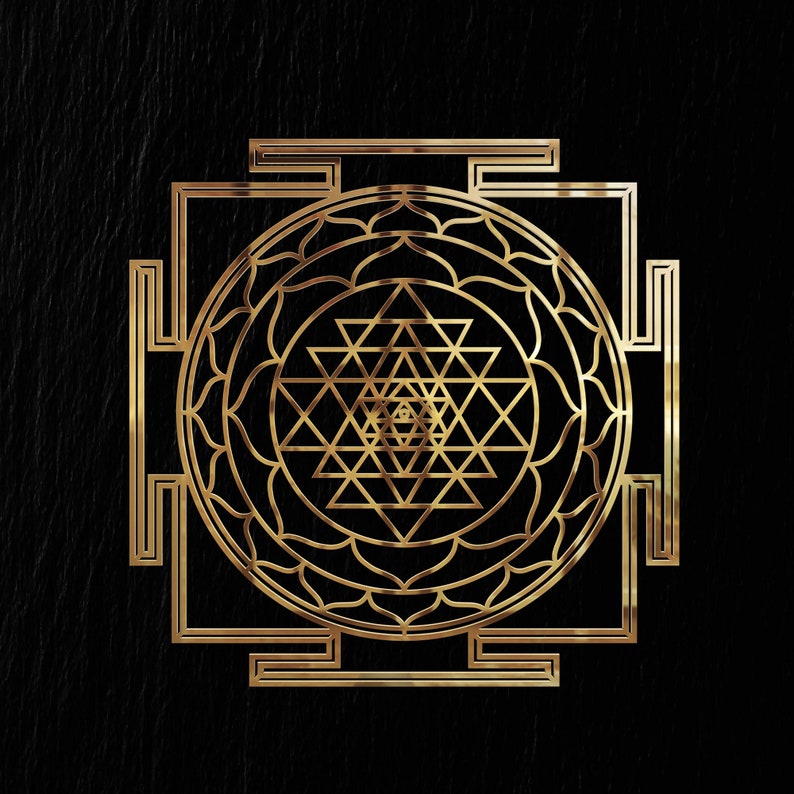 Sri Yantra Gold Metal Wall Art | Sacred Geometry Artwork | Spiritual ...
