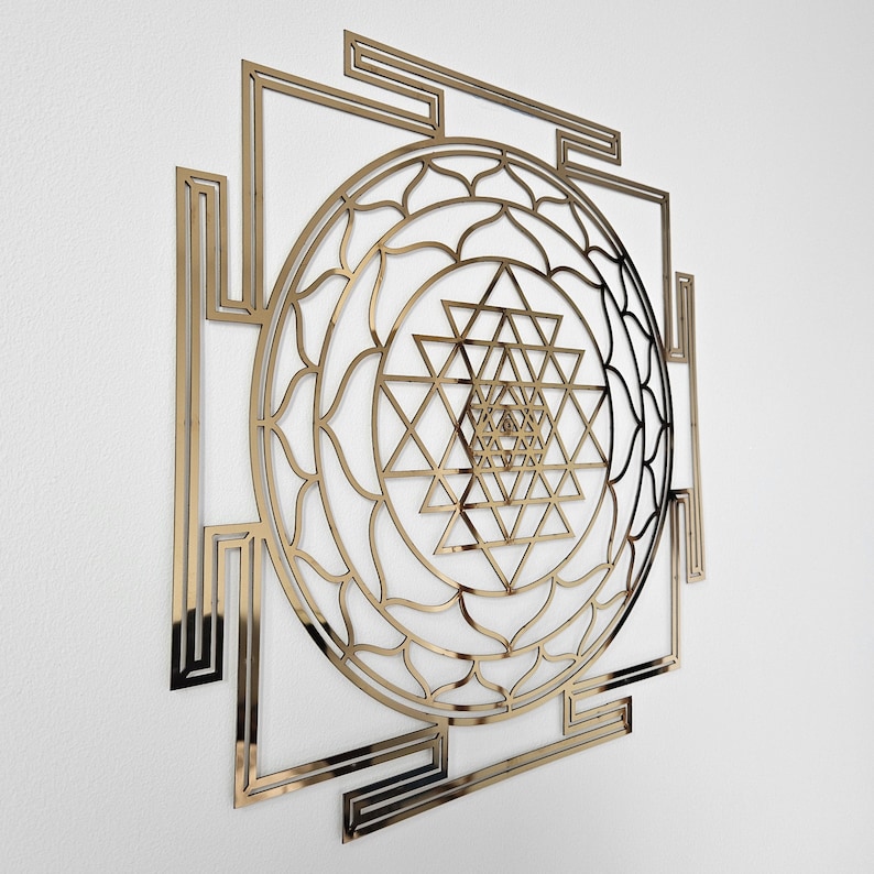 Sri Yantra Gold Metal Wall Art | Sacred Geometry Artwork | Spiritual ...
