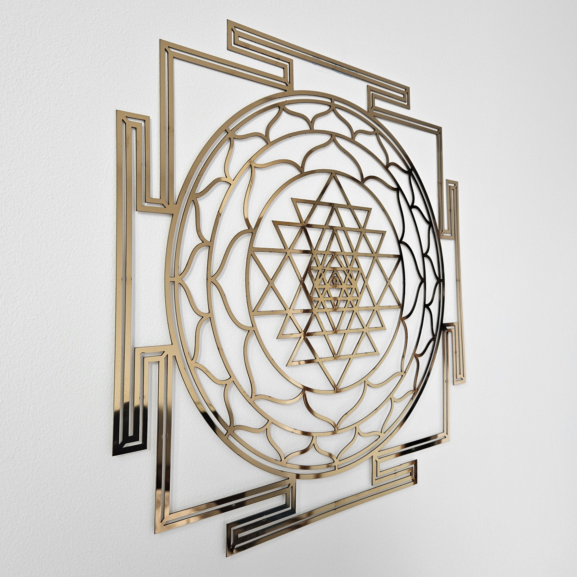 Sri Yantra Gold Metal Wall Art | Sacred Geometry Artwork | Spiritual ...