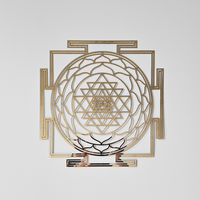 Sri Yantra Gold Metal Wall Art | Sacred Geometry Artwork | Spiritual ...