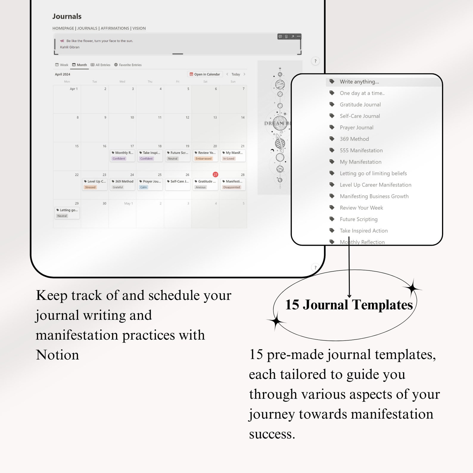 Notion Template 369 Manifestation Guided Journal Prompts Notion