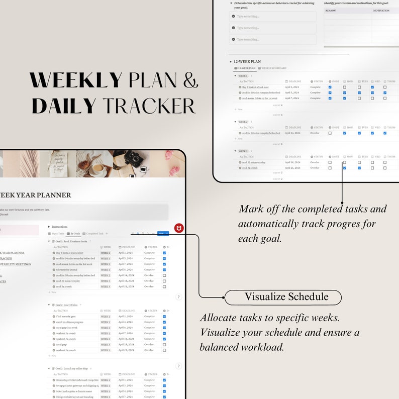 Notion 12 Week Year Planner 90 Day Action Plan Notion Template 12week