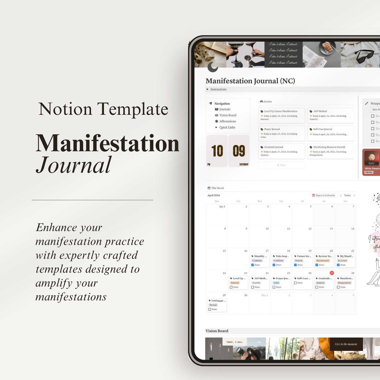 Notion Template 369 Manifestation Guided Journal Prompts Notion