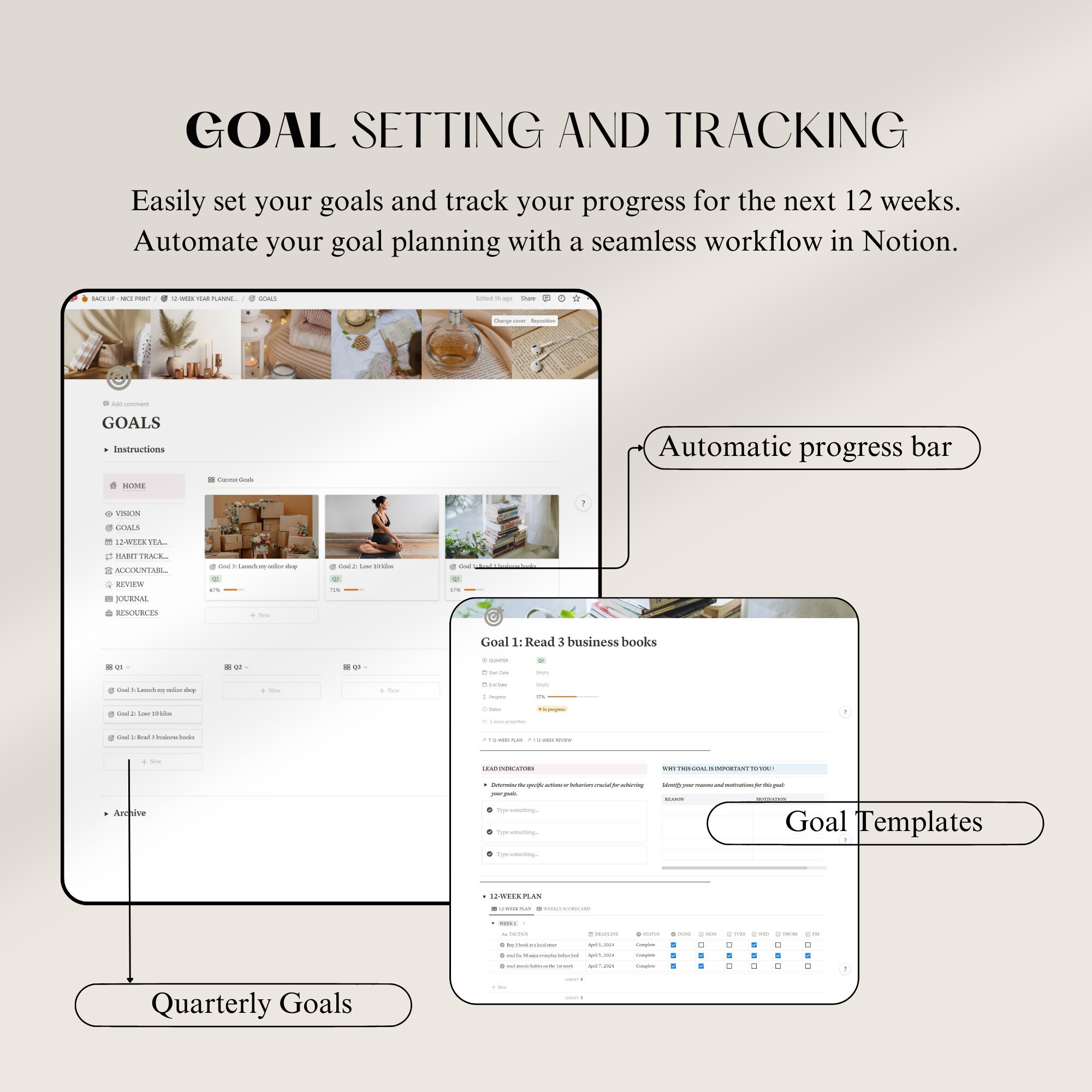 Notion 12 Week Year Planner 90 Day Action Plan Notion Template 12-week ...