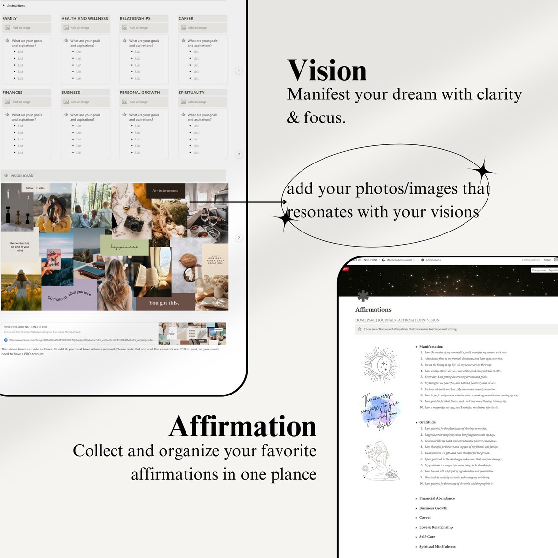 Notion Template 369 Manifestation Guided Journal Prompts Notion