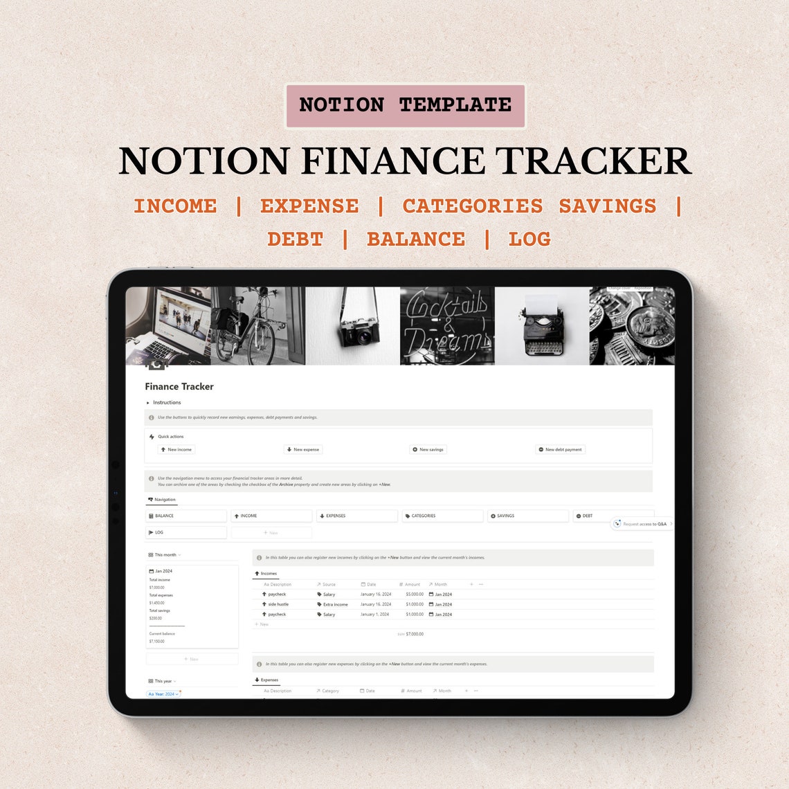 Notion Personal Finance Tracker Notion Template Finance Notion Savings