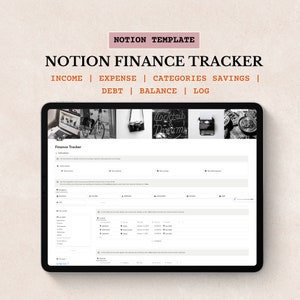 Pode incluir: Uma captura de tela de um modelo Notion para um rastreador de finanças. O modelo inclui seções para renda, despesas, categorias, economias, dívidas, saldo e um log. O modelo foi projetado para ajudar os usuários a rastrear suas finanças e tomar decisões financeiras informadas.