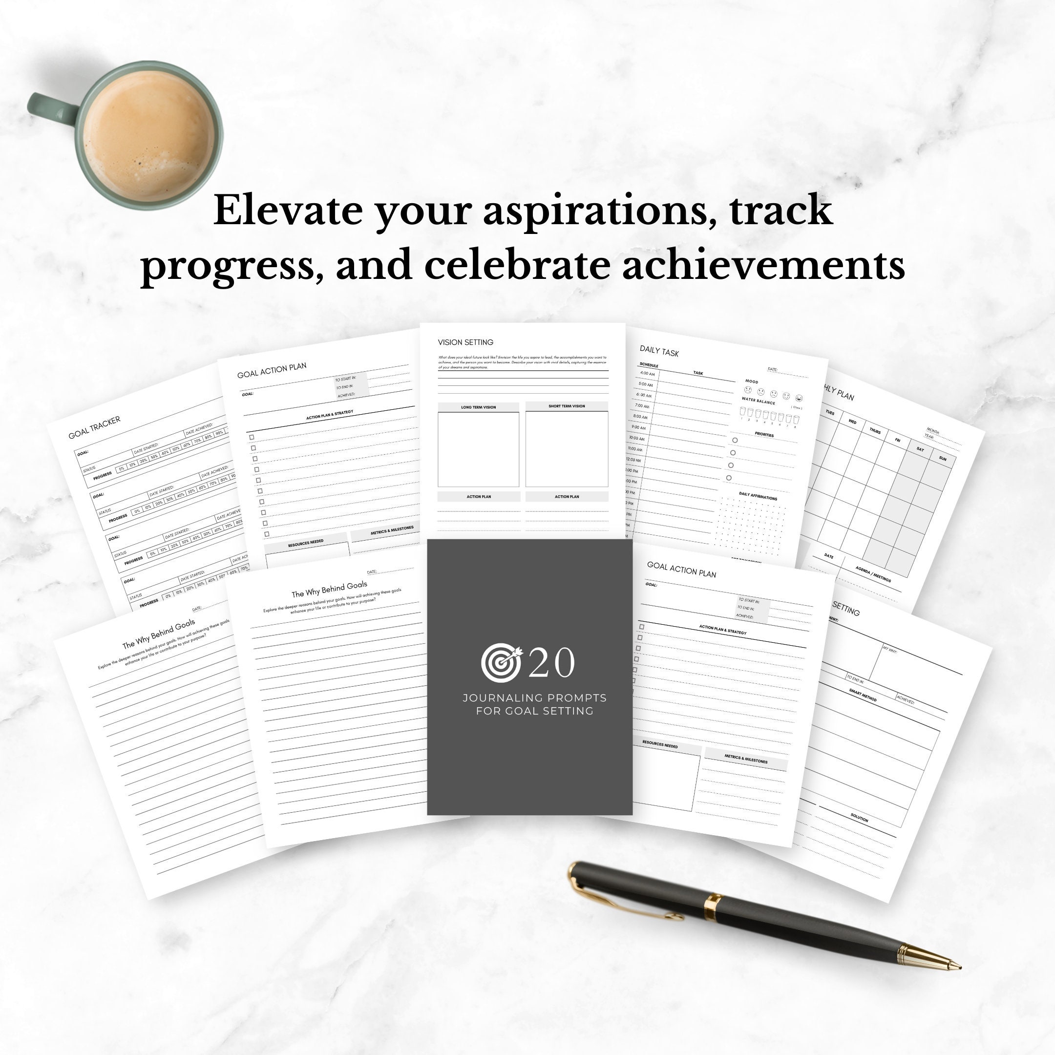 Goal Setting PLR Planner Quarterly Goal Planner With Journal Prompts 90 ...