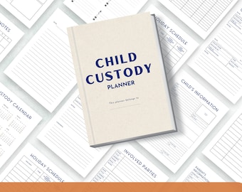 Planejador de custódia de crianças para impressão, calendário de custódia de co-parentalidade, organizador de pais solteiros, fichário de planejamento de divórcio, rastreador de registro de visitas