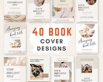 40 ebook cover design aesthetic book cover template for author e-book cover Canva template minimalist writer book cover beige