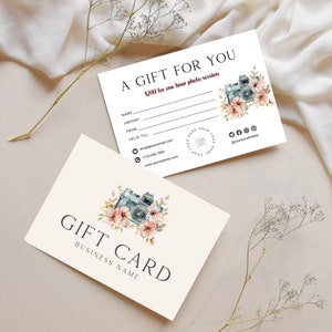 Fotografie Geschenk Karte Vorlage Minimalistische Geschenkkarte für Fotograf Geschenk Gutschein DIY Gutschein Ästhetische Foto Session Geschenkkarte