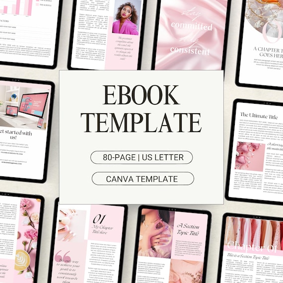 Ebook Template Canva Digital e-book for Business Coach Workbook Template Aesthetic Ebook Course Creator Lead Magnet Template Pink Themed