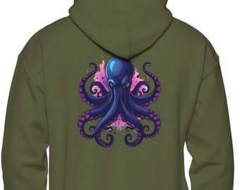 Octopus Hoodie, Kraken, Steampunk, Lightweight Hoodie, Fall jacket, Hooded Sweatshirt, Unisex Octopus Hooded Sweatshirt, Cephalopod Shirt