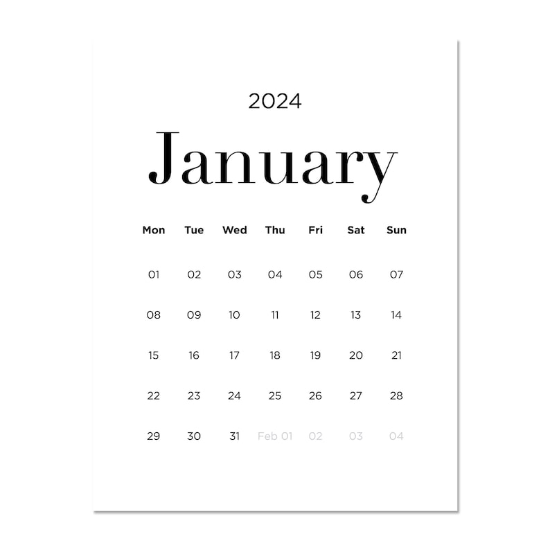 2025 Monthly Minimalist Calendar PRINTABLE PDF 2025, Letter Size, Wall