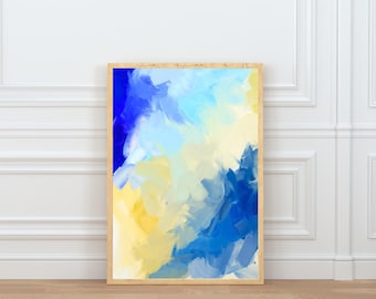 CIELLE blau creme gelb abstrakte Kunst 24 x 36 Zoll digitaler Download Druck lebendige moderne Wandkunst