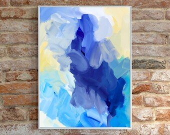 DIONNE blau creme gelb abstrakte Kunst 20 x 24 Zoll digitaler Download Druck lebendige moderne Wandkunst