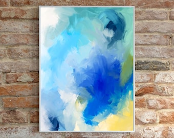 EVERIE blau creme gelb abstrakte Kunst 20 x 24 Zoll digitaler Download Druck lebendige moderne Wandkunst