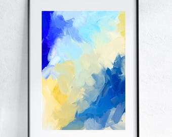 CIELLE blau gelb abstrakte Kunst 11 x 14 Zoll digitaler Download Druck lebendige moderne Wandkunst
