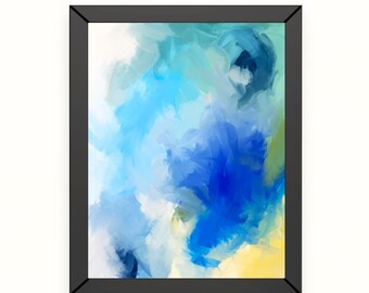 EVERIE blau creme gelb abstrakte Kunst 16 x 20 Zoll digitaler Download Druck lebendige moderne Wandkunst