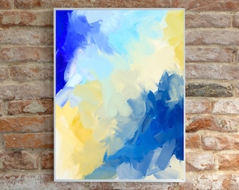CIELLE blau creme gelb abstrakte Kunst 20 x 24 Zoll digitaler Download Druck lebendige moderne Wandkunst