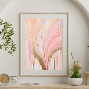 Pink and Gold Abstract Wall Art,Minimal Printable Art, Feminine Decor for Home Office or Living Room, Gallery Wall Print,Large Pdf Prints
