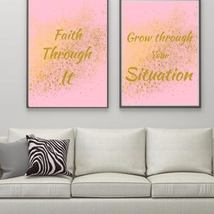 Christian Wall Art In Pink |  Cute Preppy Posters | Christian Girl Art Large Canvas | Trendy Wall Prints Bible | Cute Christian Wall digital
