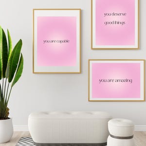 Pink Office Wall Art | Motivational Quote Print Set of 6 | Positive Digital Posters | Feminine Printable Decor | Instant Download Art Work