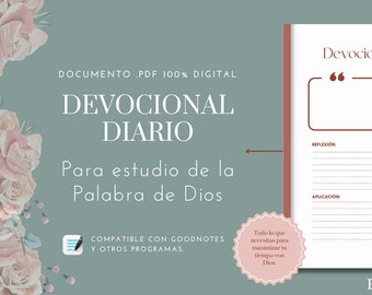 Plantilla Digital Para Devocional Diario Y Estudio De La Palabra En Español, Color Rosado, .PDF 100% Digital.